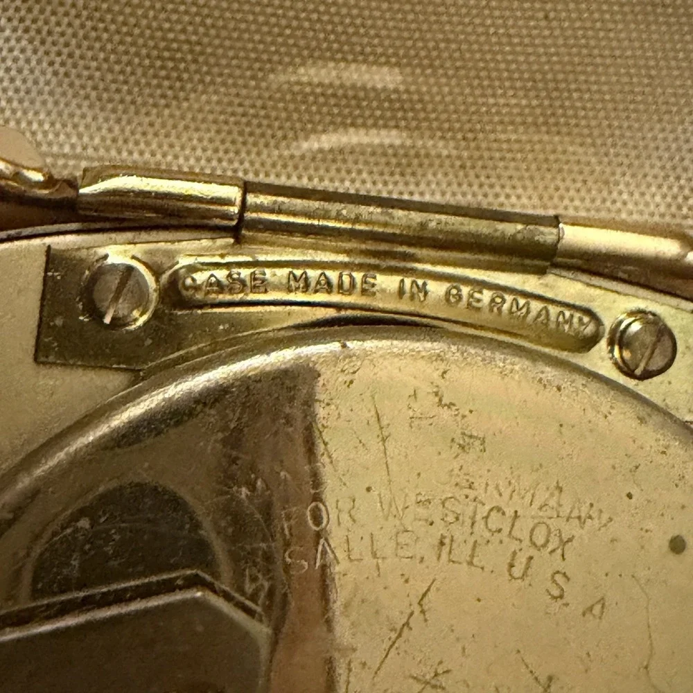 Westcox Genuine Tan Cowhide Travel‎ Alarm Clock Mid Century Wind Up Case Vintage